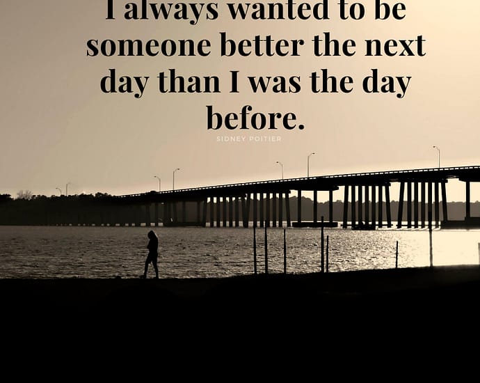Be better the next day than I was the day before person walking on beach